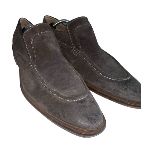 Ecco Mens Pedroso Suede Slip On Loafers Size 46 Or 12 Brown Extra Width - Picture 1 of 12